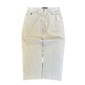 Ralph Lauren baggy embroidered straight wide leg loose fit khaki pants